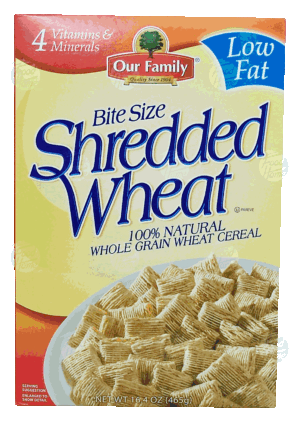 Our Family shredded wheat, bite size 16.4 ounce