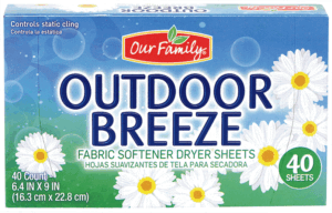 Our Family ourdoor breeze fabric softener dryer sheets 40 count