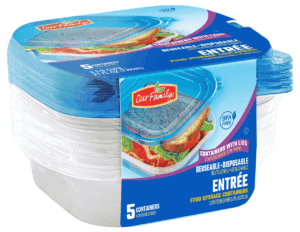 Our Family food storage containers, entree, 25-fl. oz., w/lids 5 count