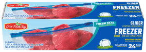 Our Family slider freezer food bags with write on strip, gallon size 24 count