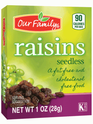 Our Family raisins, seedless, 1-oz. single serve boxes 6 pack