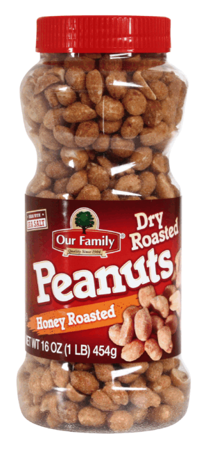 Our Family peanuts, dry roasted, honey roasted 16 ounce