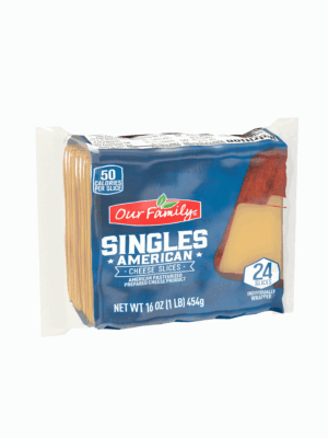 Our Family american singles process cheese product, 24-slices 16 ounce