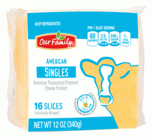 Our Family american singles process cheese, 16-individually wrapped 12 ounce
