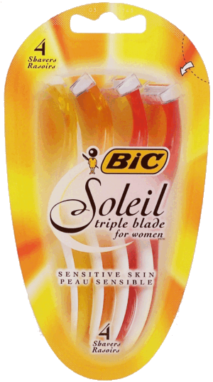 Bic Soleil triple blade disposable razor for women, sensitive skin 4 count