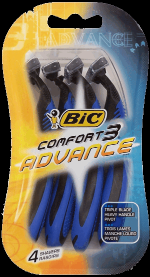 Bic Comfort 3 Advance triple blade heavy handle pivot razors 4 count