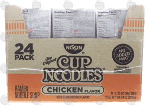 Nissin Cup Noodles chicken flavor ramen, 2.5-oz cups 24 pack