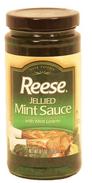 Reese jellied mint sauce with mint leaves 10.5 ounce