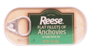 Reese flat fillets of anchovies in pure olive oil, salt added 2 ounce