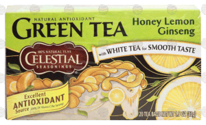 Celestial Seasonings Honey Lemon Ginseng green tea with white tea for smooth taste, 20 Ct 1.5 ounce