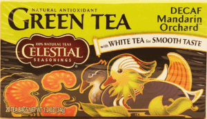 Celestial Seasonings Mandarin Orchard decaf green tea with white tea for smooth taste, natural antioxidant, 20-bags 1.2 ounce