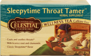 Celestial Seasonings Sleepytime Throat Tamer wellness tea herbal supplement, caffeine free, 20-bags 1.2 ounce