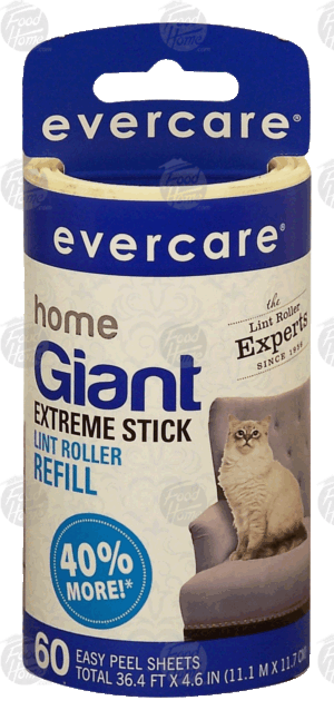 Evercare Giant extreme stick lint roller refill, 60 easy peel sheets 1 count