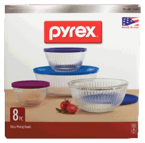 Pyrex glass mixing bowls with lids, 4-sizes 8 count