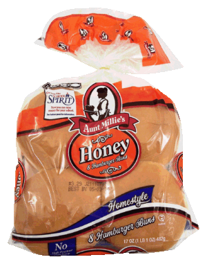 Aunt Millie's Homestyle Hamburger Buns, Honey 8 Ct 17 ounce