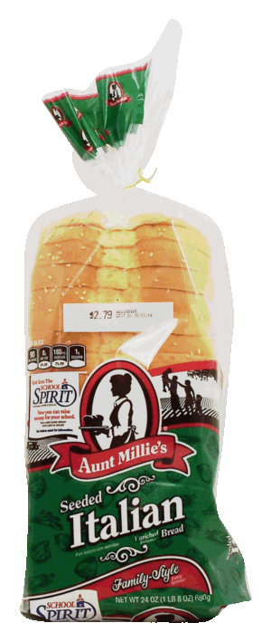 Aunt Millie's Family-Style seeded italian sliced enriched bread loaf 24 ounce