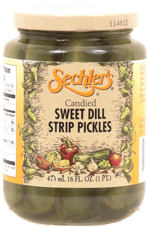 Sechler's candied sweet dill strip pickles 16 fluid ounce