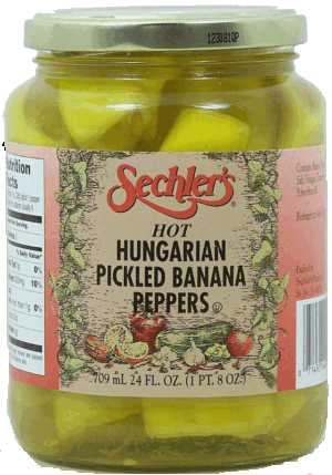 Sechler's hot hungarian pickled banana peppers 24 fluid ounce