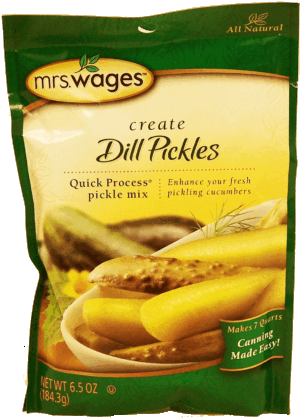 Mrs. Wage's create dill pickles, quick process pickle mix, makes 7 quarts 6.5 ounce