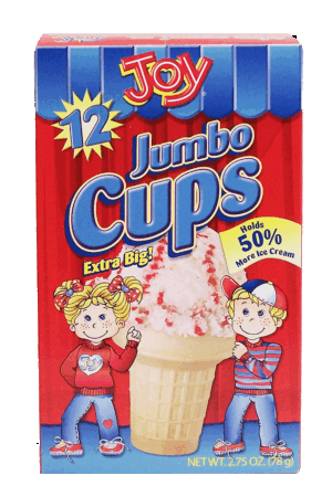 Joy jumbo ice cream cups, 12-count 2.75 ounce