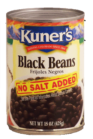 Kuner's black beans, no salt added 15 ounce