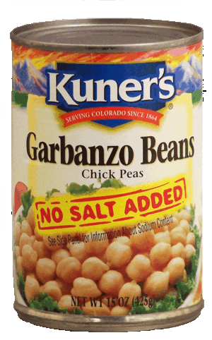 Kuner's garbanzo beans, chick peas, no salt added 15 ounce