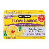 Bigelow Herb Tea Bags I Love Lemon All Natural Caffeine Free 20 count
