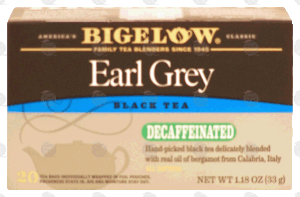 Bigelow Earl Grey decaffeinated tea perfectly flavored with natural bergamot, 20 tea bags 1.18 ounce