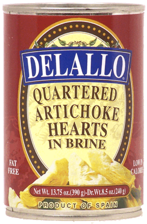 Delallo quartered artichoke hearts in brine 13.75 ounce