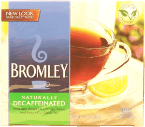 Bromley orange pekoe and pekoe cut black tea, naturally decaffeinated, 100 indiv. tea bags 6.4 ounce