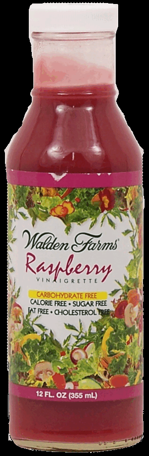 Walden Farms raspberry vinaigrette, calorie free, carb free, sugar free, fat free, gluten free, cholesterol free 12 fluid ounce