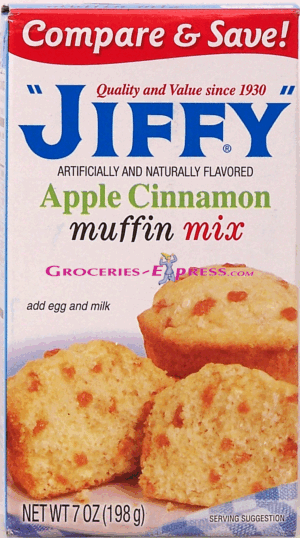 Jiffy apple cinnamon muffin mix, add egg and milk 7 ounce