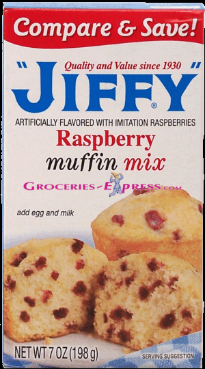 Jiffy raspberry muffin mix, add egg and milk 7 ounce