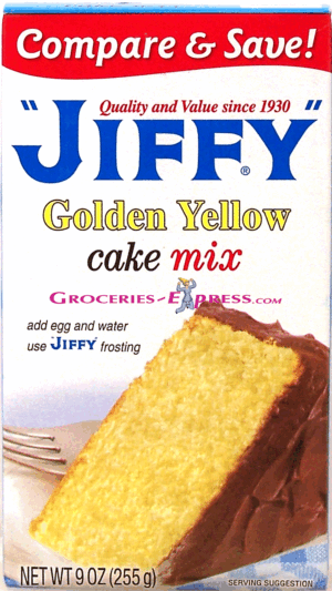 Jiffy golden yellow cake mix, add egg and water 9 ounce