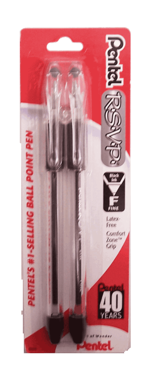 Pentel R.S.V.P ball point pen, black ink 2 count