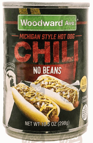 Woodward Ave beef hot dog chili, no beans 10.5 ounce