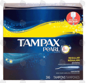 Tampax Pearl plastic unscented tampons, regular absorbency 36 count