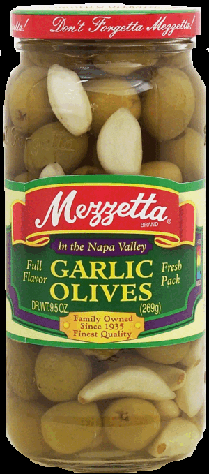 Mezzetta pitted green garlic olives 9.5 ounce