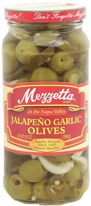Mezzetta jalapeno garlic olives 9.5 ounce