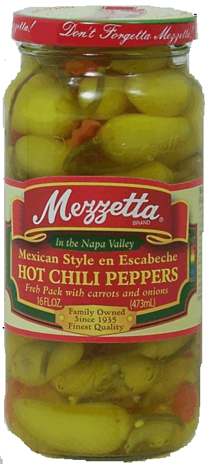 Mezzetta mexican style en escabeche hot chili peppers fresh packed with carrots and onions 16 fluid ounce
