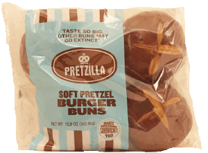 Pretzilla soft pretzel burger buns, 4-count 12.8 ounce