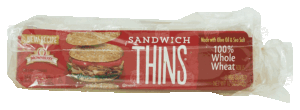 Brownberry Sandwich Thins 100% whole wheat rolls, pre-sliced, 6-count 12 ounce