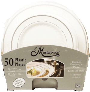Masterpiece plastic platers, 25 x 7.5-inch and 25 x 10.25-inch 50 count