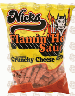 Nicks flamin' hot sauce flavored crunchy cheese curls 4 ounce