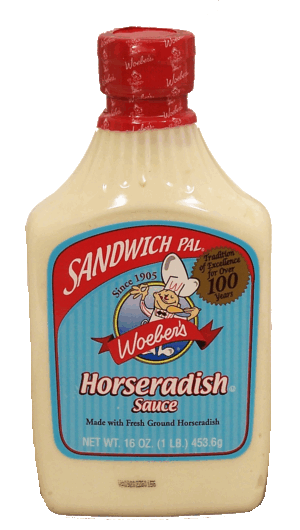 Woeber's Sandwich Pal horseradish sauce made with ground horseradish 16 ounce