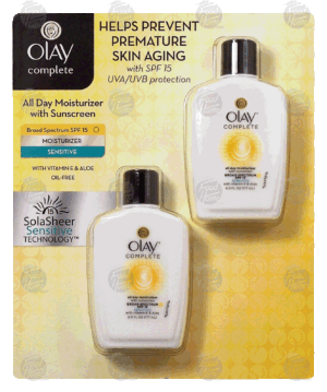 Olay Complete moisturizer with sunscreen, sensitive with viamin e & aloe, 6-fl. oz. 2 pack