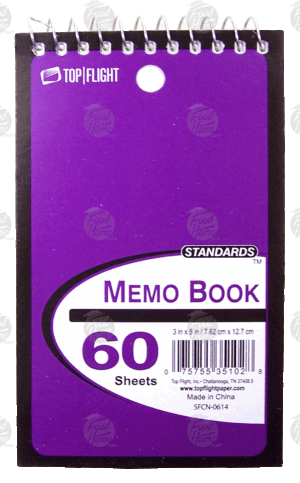 Top Flight Standards memo book, 60 sheets, 3 x 5 in. 1 count