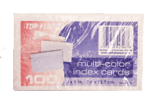 Top Flight multi-color index cards, 3 x 5 in. 100 count