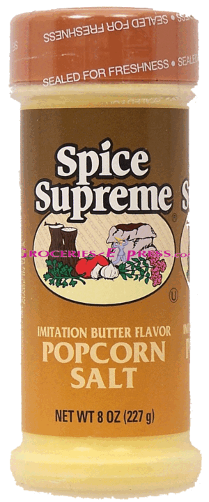 Spice Supreme popcorn salt, imitation butter flavor 8 ounce