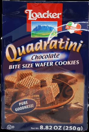 Loacker Quadratini chocolate bite size wafer cookies 250 gram